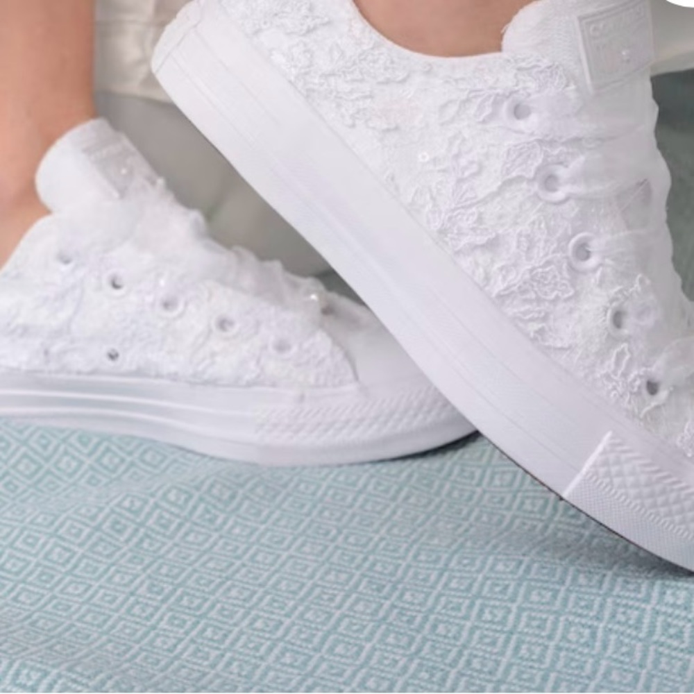 Wedding Converse Lace Low Top, Ivory, Shoes for Bride